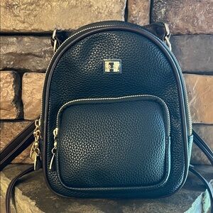 R.L. Black Leather Mini Backpack